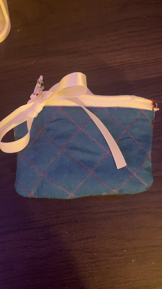 Handmade Sewn Blue Quilted Pouch